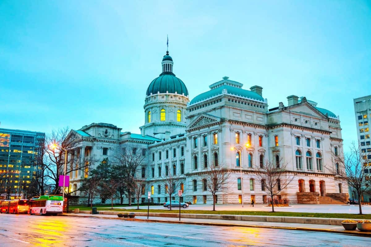 Indiana state capitol building in Indianapolis