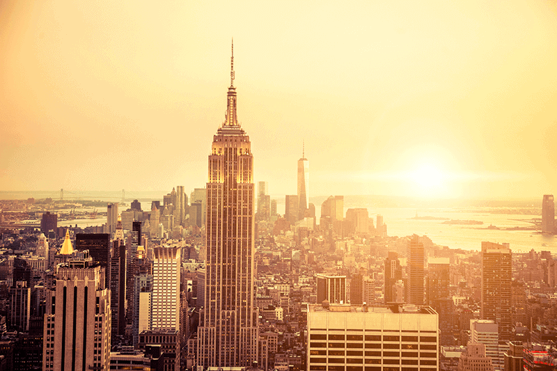 New York City skyline during sunrise