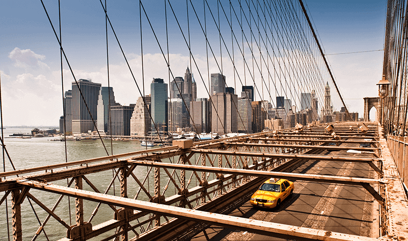 New York City bridge and skyline