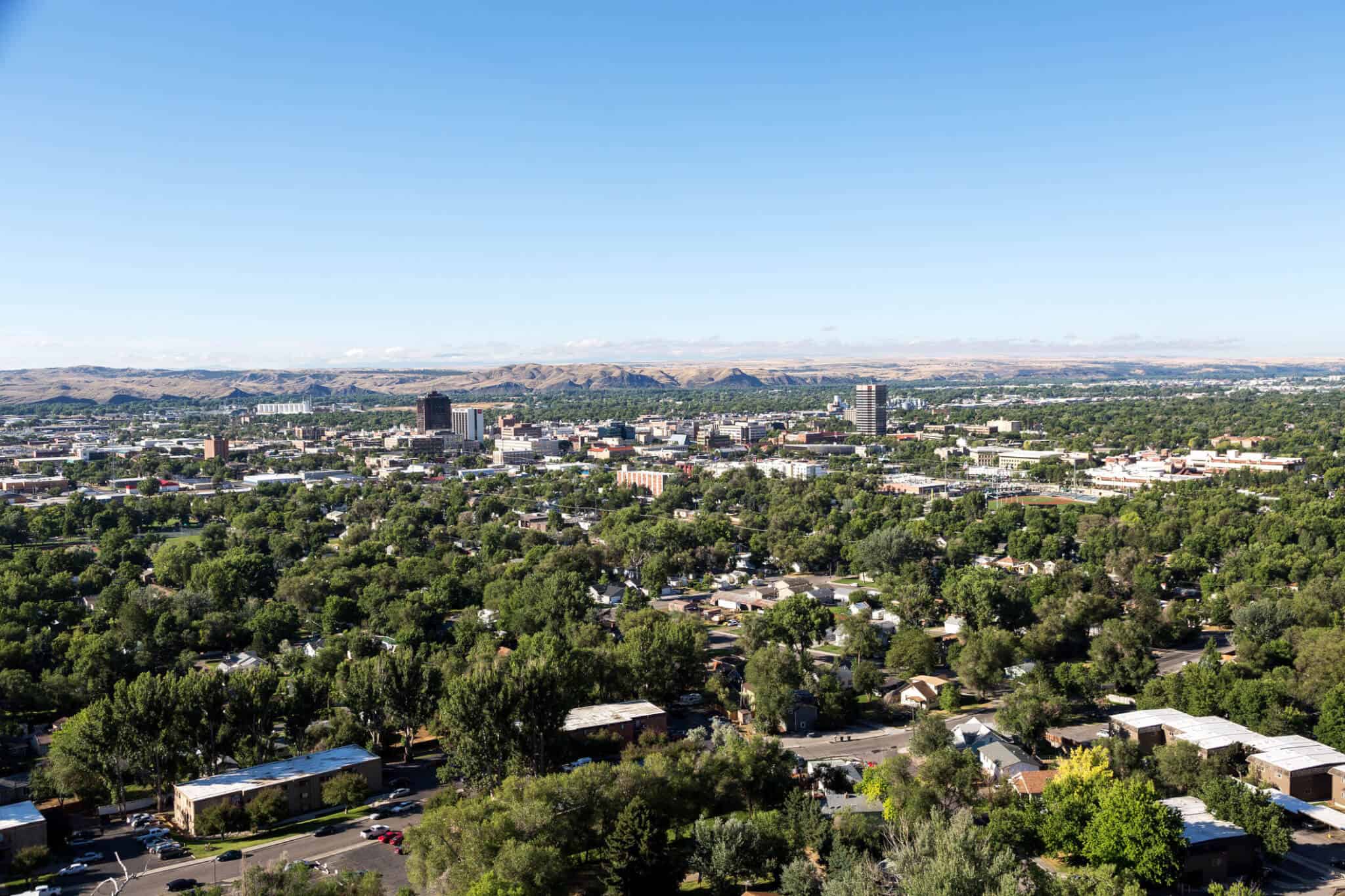 The skyline of Billings Montana as seen on a clear summer day.