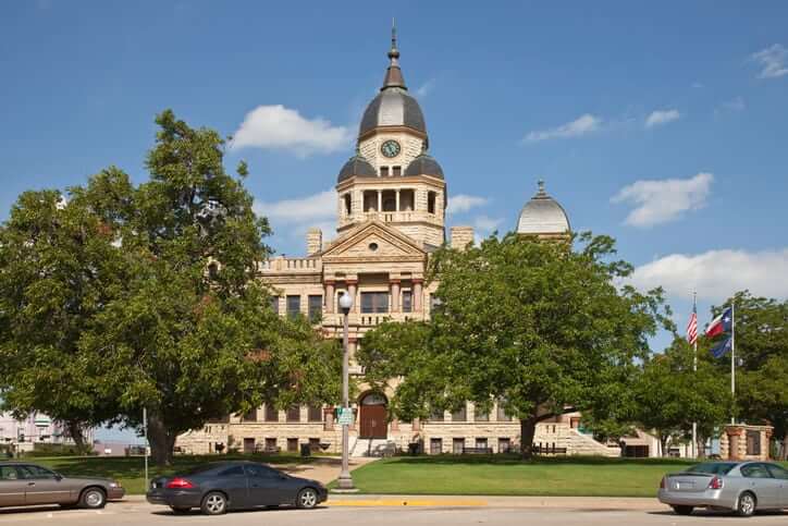 Recently restored Denton County Texas courthouse at North Texas town of Denton. Built in 1896.